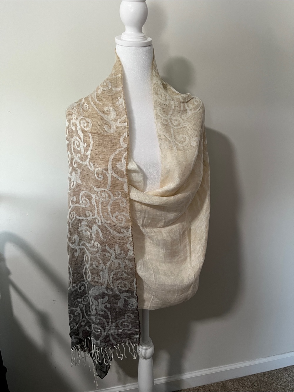 Johnston & Murphy Beige-to-Brown Gradient Decorative Scarf Wrap
